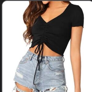 Garage Runched Tie Crop Tee